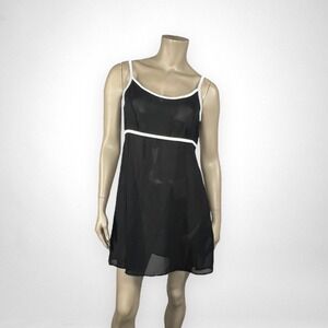 Vintage LA PALAPA Medium Sheer Black Swim Cover Up‎ Pool Loungewear Summer